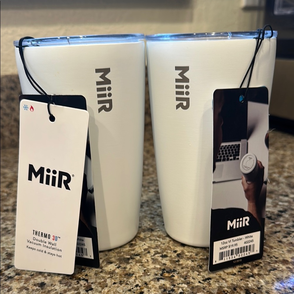 NWT- MiiR White Insulated Tumblers 12oz